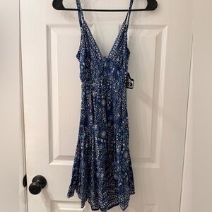 Angie Navy and White Midi Dress